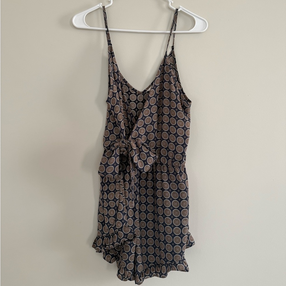 Sadie & Sage Blue and Brown Patterned Romper
